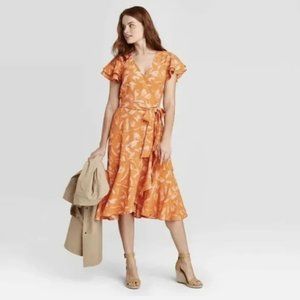 A New Day Floral Ruffle Wrap Dress